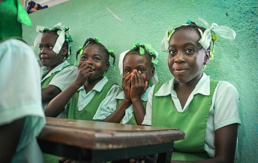 4 Haitian girls in school