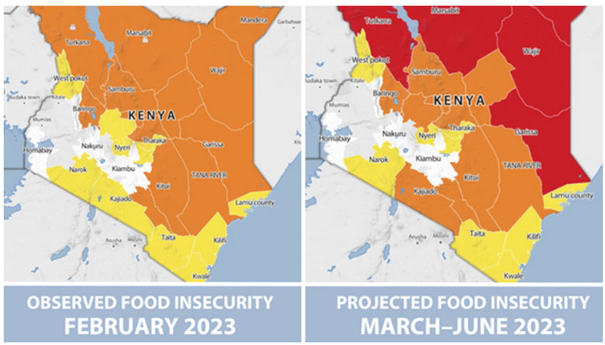 IPC Food Insecurity map of Kenya | February observations and March-June 2023 projections