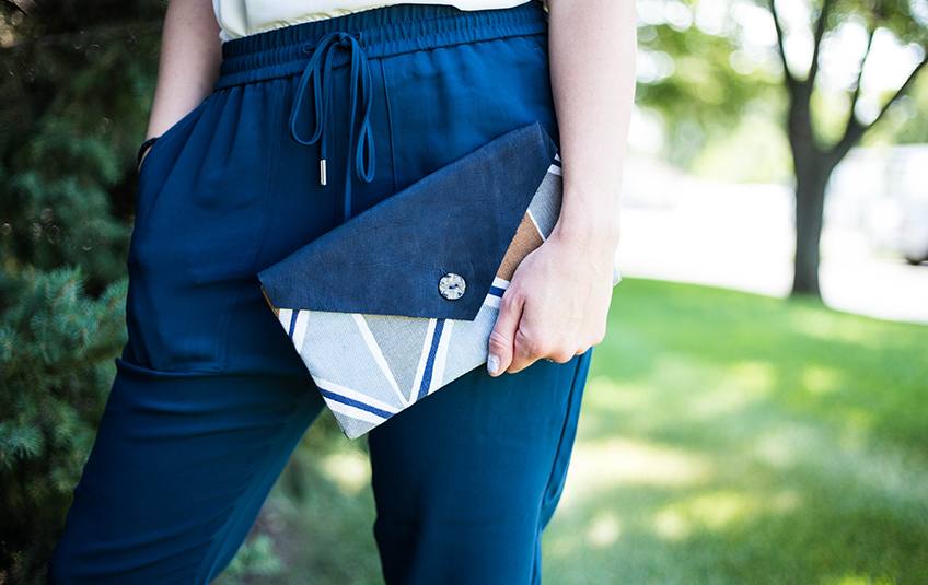 Navy and Gray Clutch