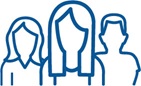 an icon with an outline of three people standing side by side