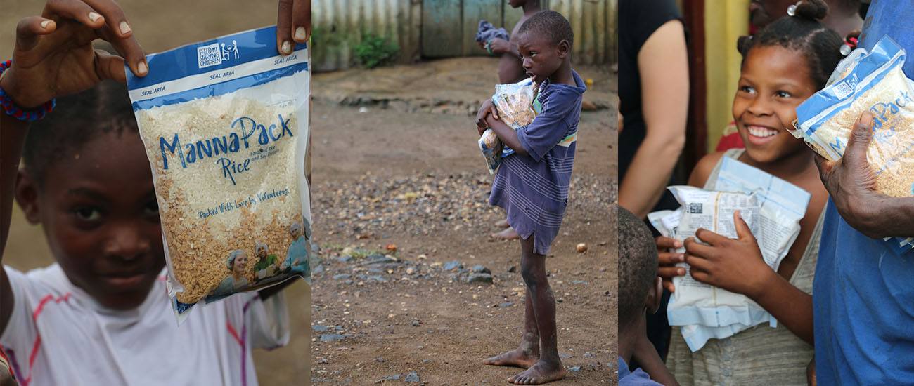 Children with MannaPack in Batey 106