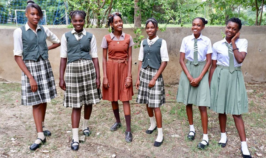 Girls in school uniforms