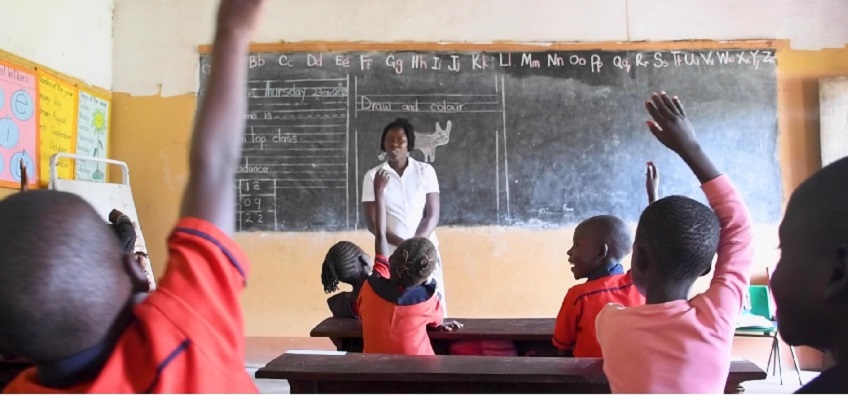 kids in a classroom in Uganda
