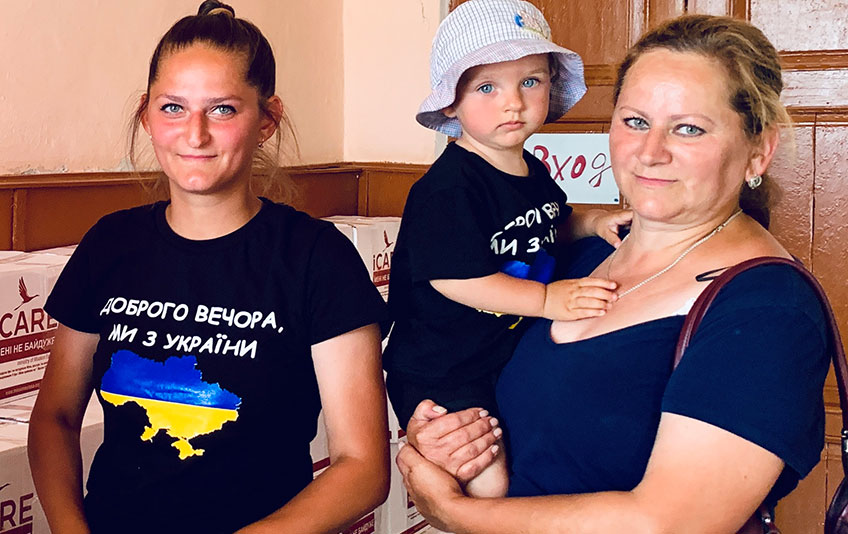 Two Ukrainian women and a child