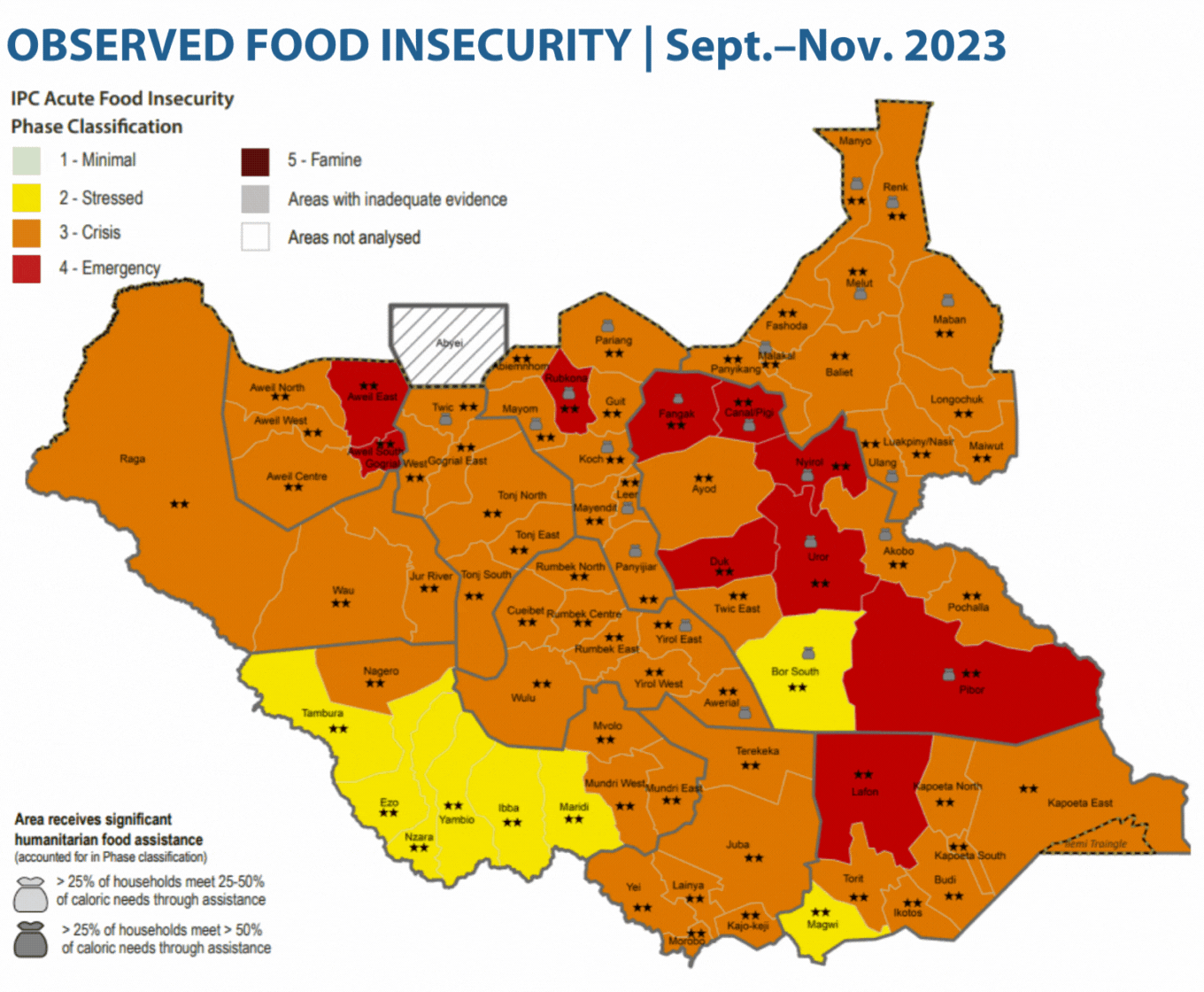map of hunger in South Sudan
