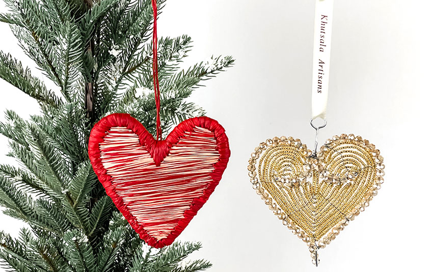 two heart ornaments
