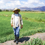 A farmer who grows rice for FMSC's GlobalPack sustainable development program
