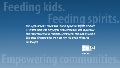 Blue background with FMSC's 2025 prayer verse
