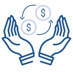 icon of two hands giving money
