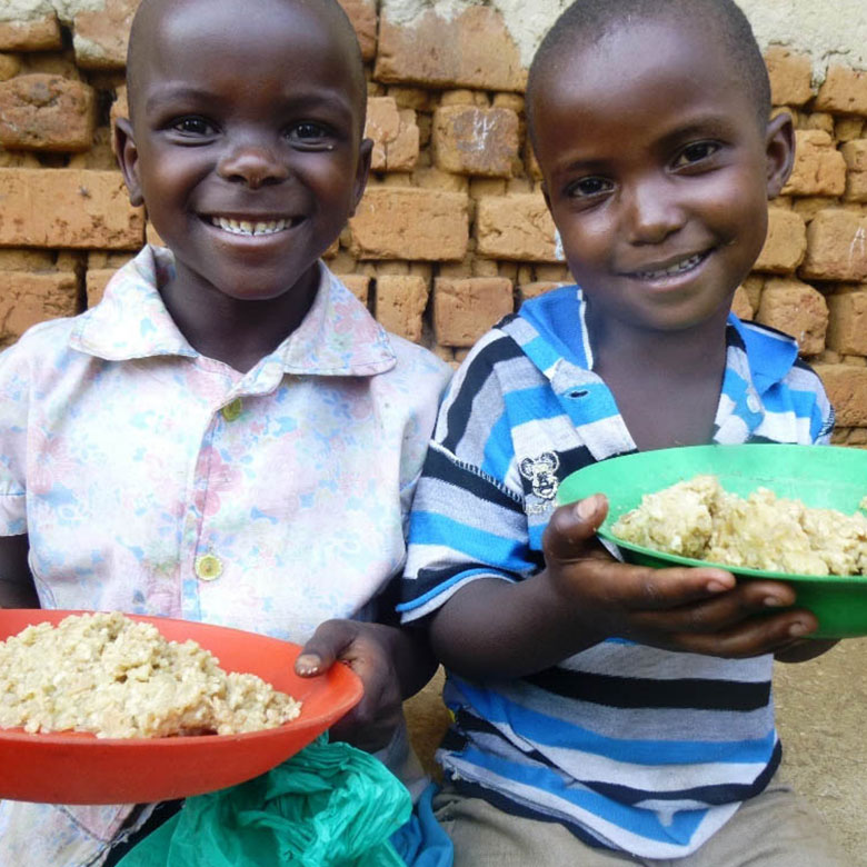 Child eating MannaPack Rice