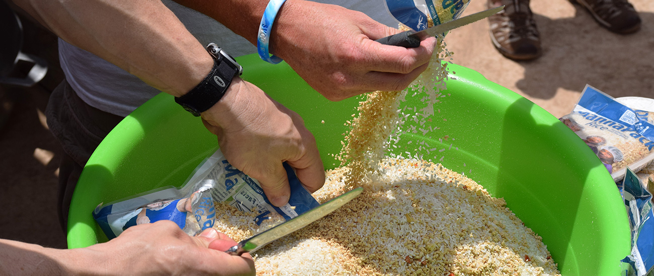 Opening MannaPack Rice in Haiti